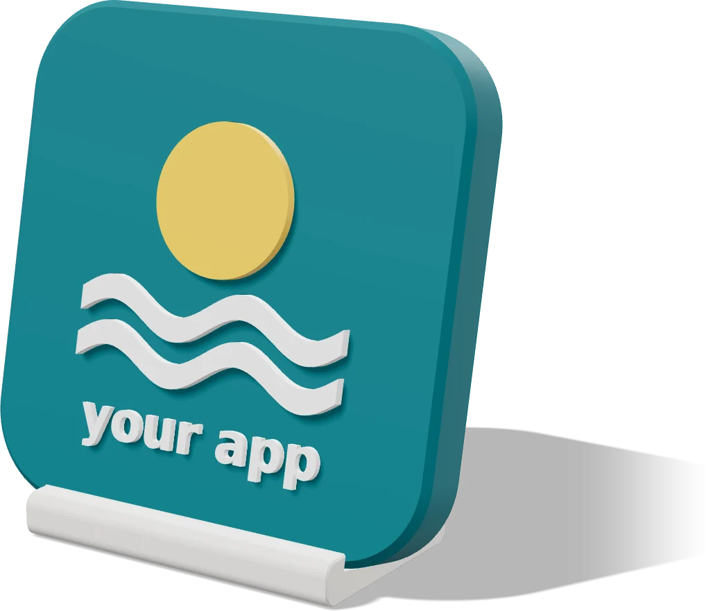 An example icon in teal and yellow on the Mini format